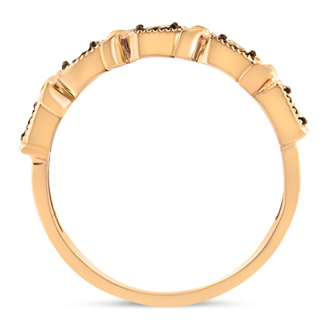 Early 21st Century 10K Rose Gold Flashed .925 Sterling Silver Miracle-Set Diamond 5-Stone Band Ring (1/4 Cttw, J-K Color, I1-I2 Clarity) - Size 6 For Sale - Image 5 of 6