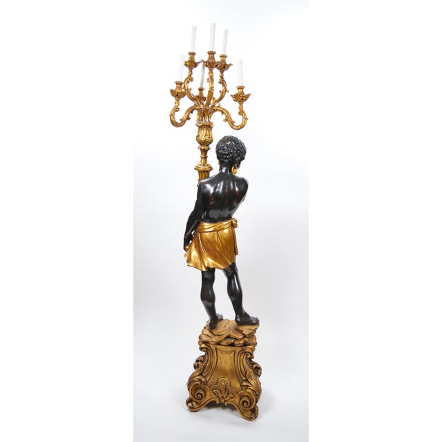 Italian Venetian-Style Blackamoor Torchiere Floor Lamp, Circa 1940's For Sale - Image 9 of 15