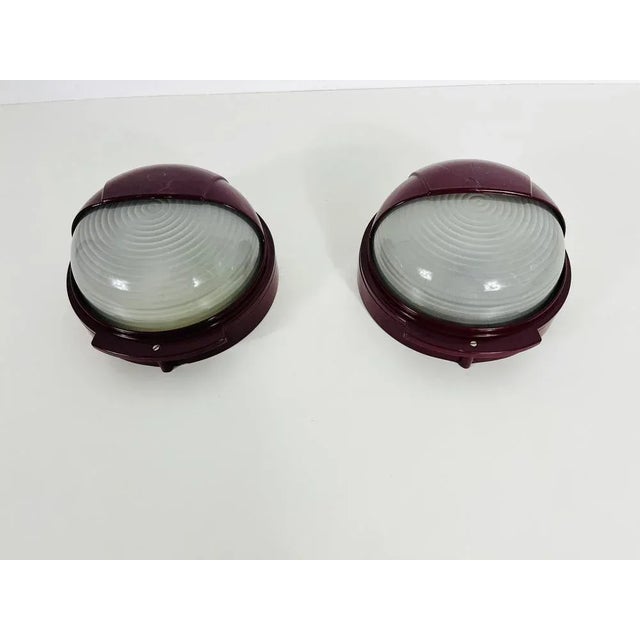 1960s Mid-Century Italian Wall Lamps in Metal and Glass, 1960s, Set of 2 For Sale - Image 5 of 12