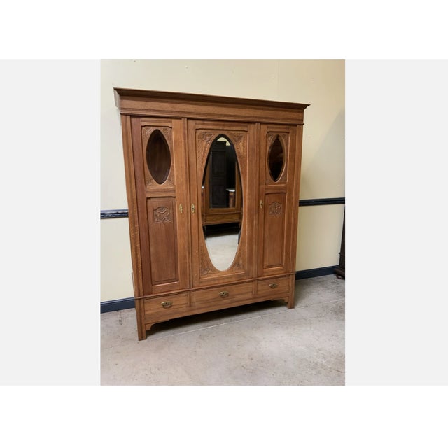 Antique Art Nouveau Wardrobe in Oak, 1910 For Sale - Image 11 of 11