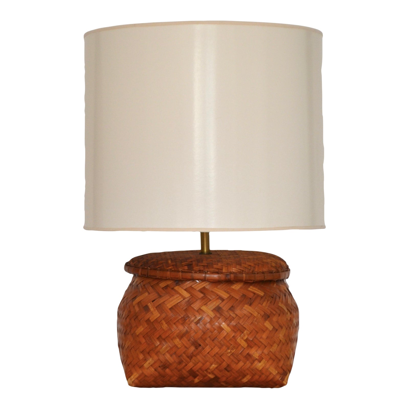 MidCentury Woven Rattan Basket Table Lamp Chairish