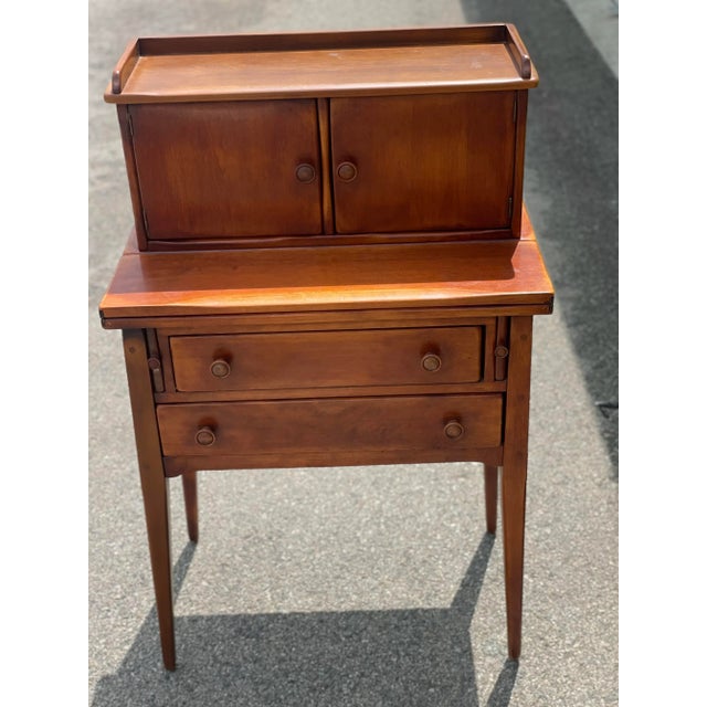 Chestnut 1960s Vintage Mid Century Danish+Teak Secretary Desk For Sale - Image 8 of 9