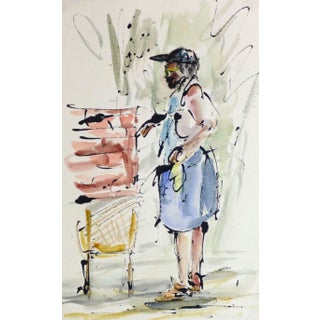 Watercolor & Ink Portrait - the Gardner For Sale