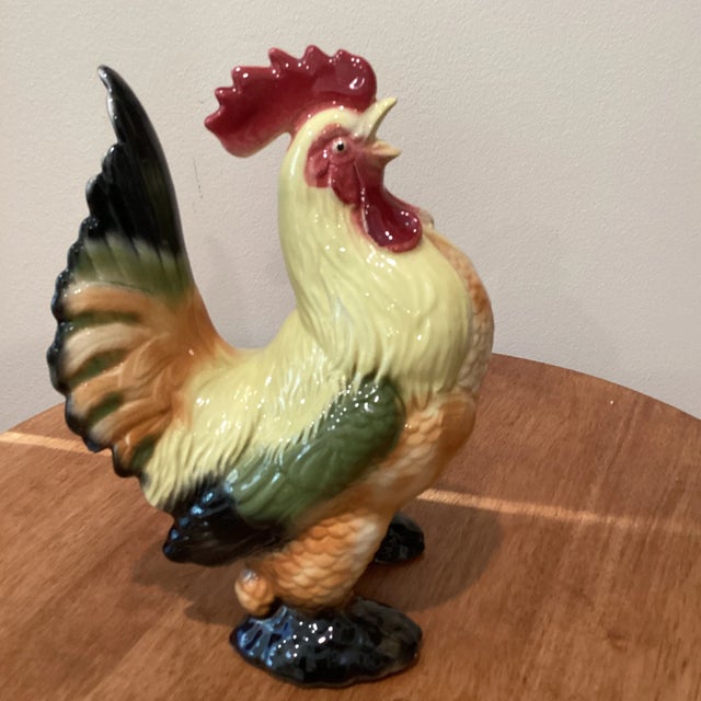 Vintage Hand Painted Colorful Ceramic Rooster in Boots Statue Figure For Sale - Image 10 of 10