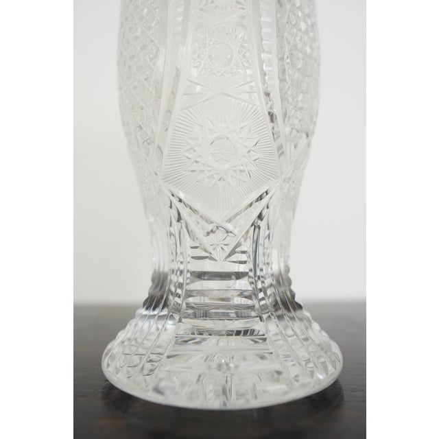 Transparent Antique American Brilliant Period Cut Crystal Pedestal Vases (Set of 2) For Sale - Image 8 of 14