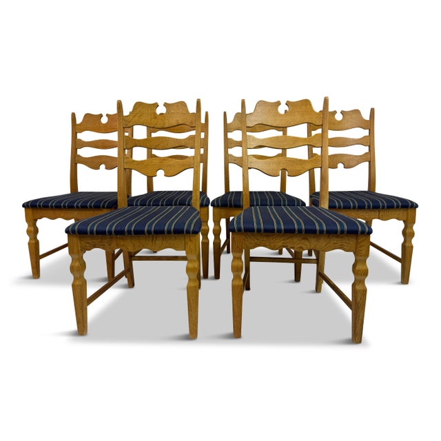 Vintage Razorblade Dining Chairs in Oak by Henning Kjaernulf, 1960s, Set of 6 For Sale - Image 17 of 17