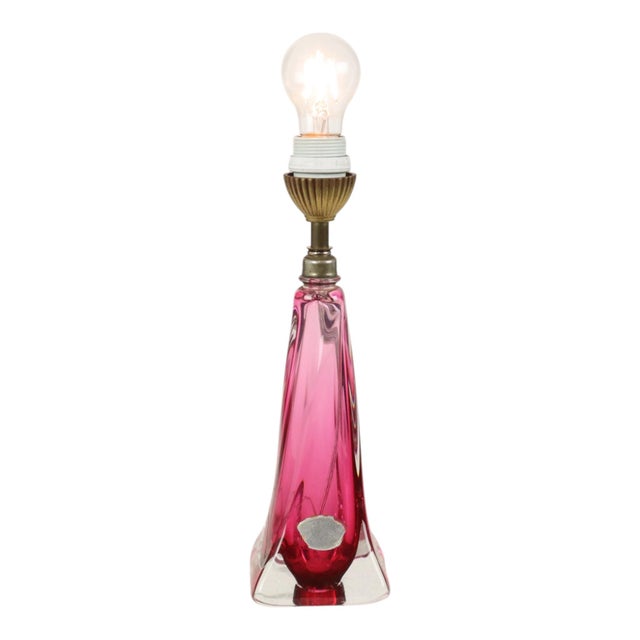 Purple and Pink Crystal Table Lamp from Val Saint Lambert, 1960s For Sale - Image 3 of 14