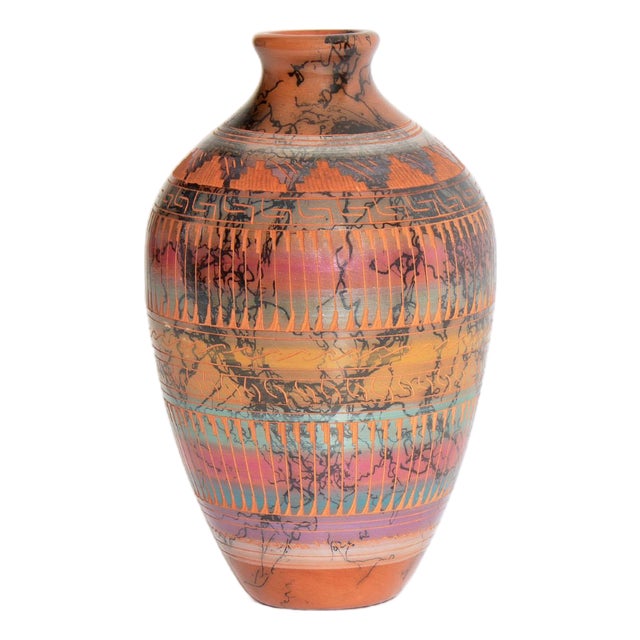 Yolanda Willie Navajo Horsehair Pottery Vase For Sale