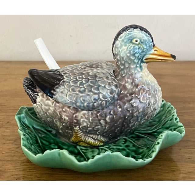 Green Bordallo Pinheiro Figural Lidded Duck For Sale - Image 8 of 10