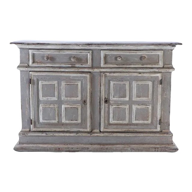 A Matched Pair of Italian Eighteenth Century Painted Walnut Servers Having Two Drawers Over Two Doors. For Sale