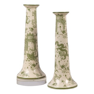 Winterthur for Port 68 Dragon Pagoda Green Candle Holder, Set of 2 For Sale