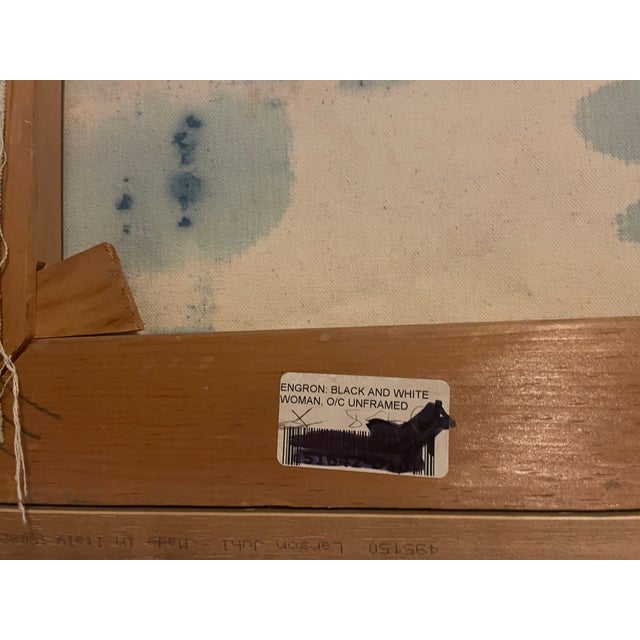 Late 20th Century Mae Engron, Original Oil on Canvas Large-Scale Painting Titled "Black and White Woman" For Sale - Image 5 of 6