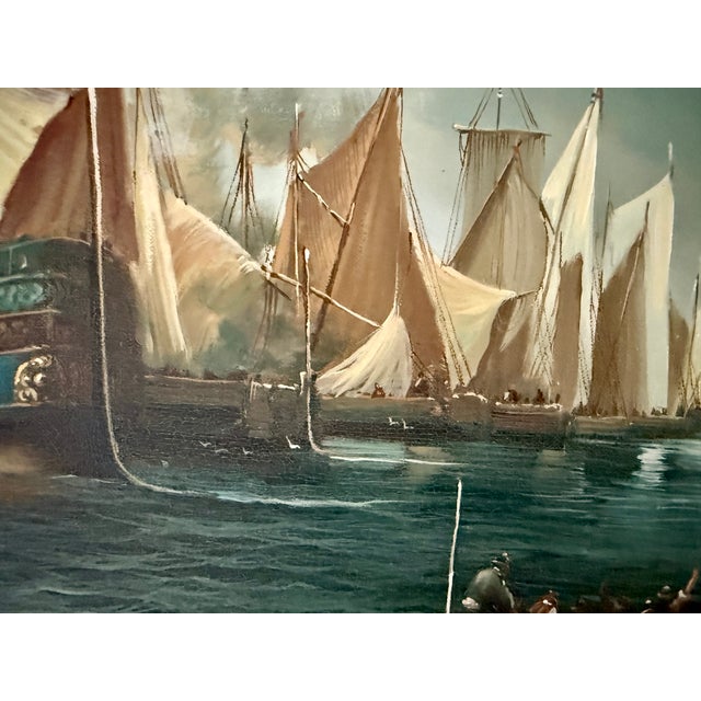 1980s 20th Century Dutch Style Naval Battle Oil Painting, Signed s.d. Richelle For Sale - Image 5 of 14