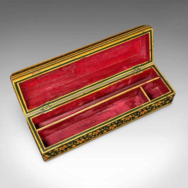 Yellow Antique Calligrapher's Quill Box, Austrian, Hand Painted, Pen Case, Edwardian For Sale - Image 8 of 12