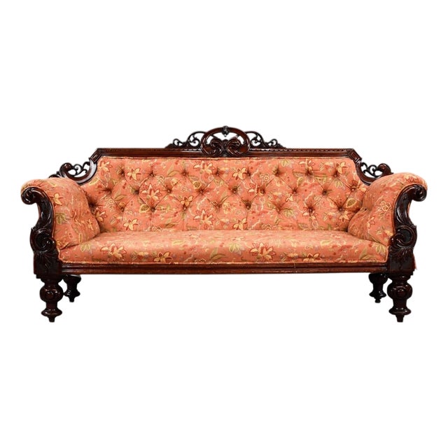 Victorian Mahogany Settee, 1860 For Sale
