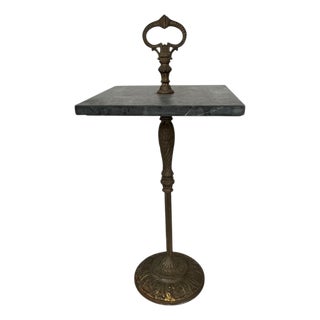 Antique Patinated Gilt Cast Iron Marble Top Drink Table For Sale