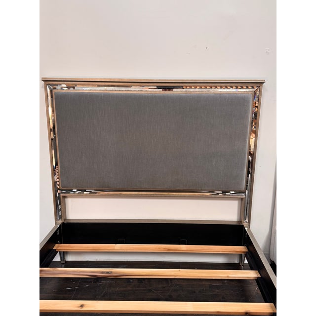 2010s Queen Size Restoration Hardware 1930s French Mirrored Bed Frame For Sale - Image 5 of 12