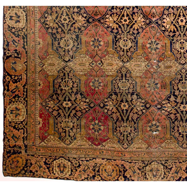 Antique Persian Mohtasham Kashan Rug 9’2" X 12’5” For Sale - Image 4 of 5