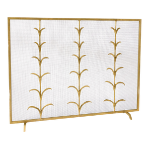 Brilliant Gold Lily Stems Fireplace Screen Iron