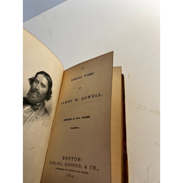 Animal Skin Antique Lowell's Poems Vols I and II Set of 2 For Sale - Image 7 of 10
