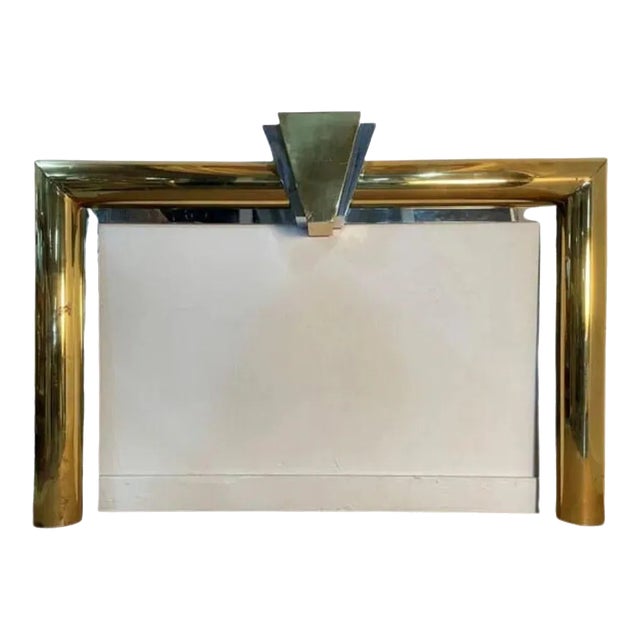 Mid-Century Danny Alessandro Brass & Steel Fireplace Mantel For Sale