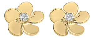 10K Yellow Gold 1/3 Cttw Lab Grown Diamond Flower Petal Stud Earrings