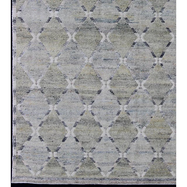 Mid-Century Modern Gray Geometric Scandinavian Piled Rug by Keivan Woven Arts , 9'2 X 11'10 For Sale - Image 3 of 12
