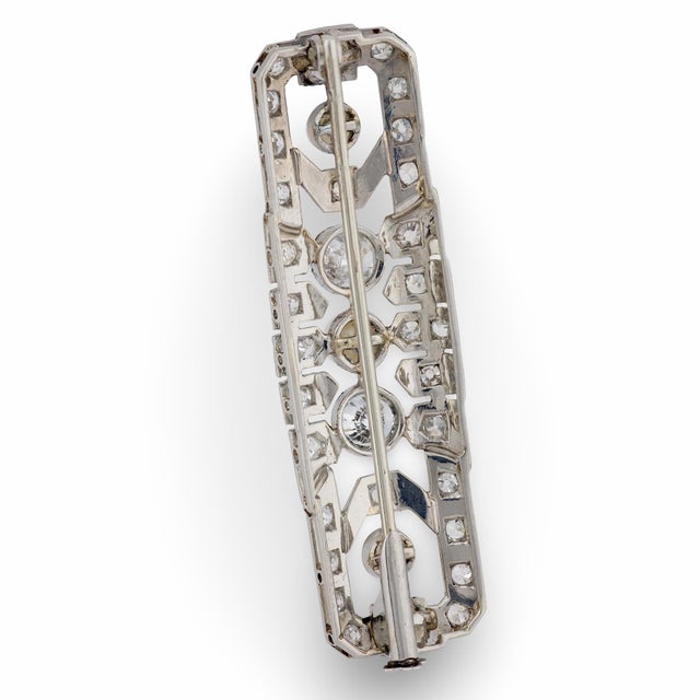 1930s Art Deco French Pearl Diamond Platinum Brooch For Sale In Los Angeles - Image 6 of 6
