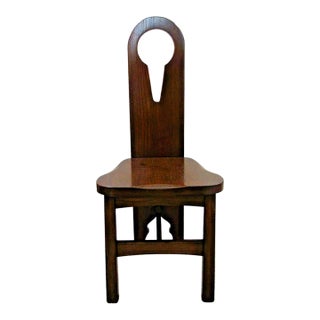 Antique American 1910s Pine Keyhole Dining Chair Side Chair For Sale