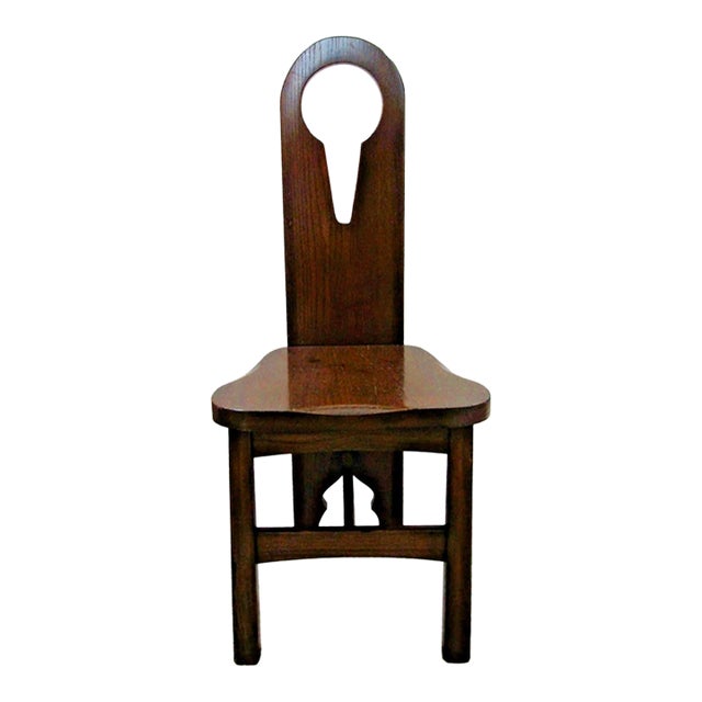 Antique American 1910s Pine Keyhole Dining Chair Side Chair For Sale