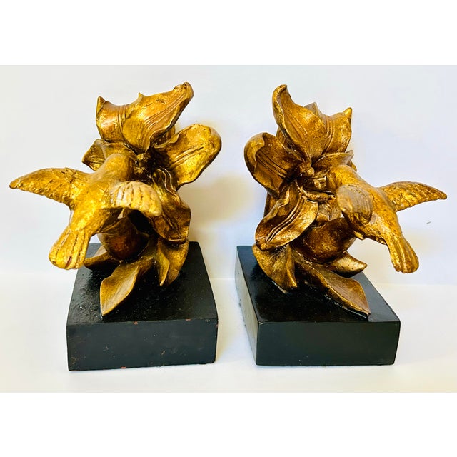 Pair of Gilt Hummingbird Bookends For Sale - Image 4 of 6
