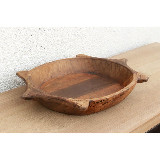 Unique Wooden Bowl W/ Turtle Style Shape For Sale - Image 4 of 6