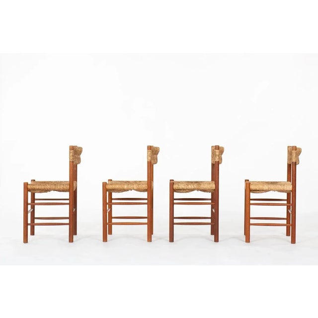 Mid-Century Modern French Dordogne Chairs in Ash and Woven Straw by Sentou, 1950s, Set of 4 For Sale - Image 3 of 10