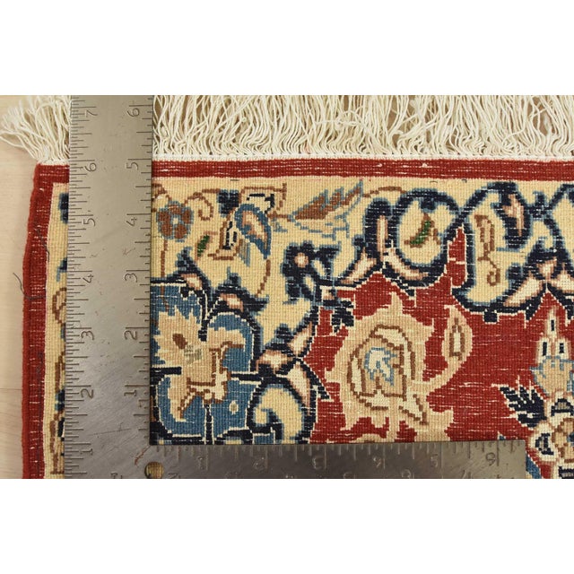 Red Nain Rug 2’8” X 2′ Red Wool/Silk Vintage Traditional Hand-Knotted Carpet For Sale - Image 8 of 8