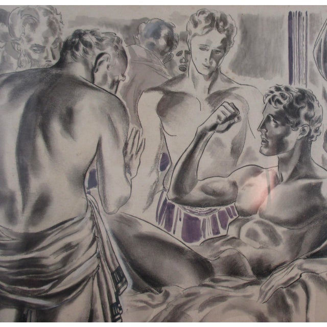 Ebony Floherty Drawing Circa 1950s "Greeks" For Sale - Image 8 of 8