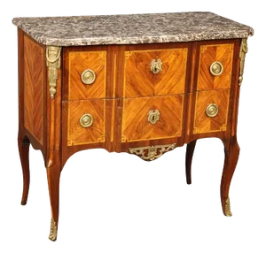 Superb Kingwood Bronze Mounted Louis XV Marble Top Two Drawer French Commode