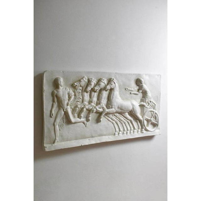 Neoclassical Plaster Relief with Four Horses and a Carriage For Sale - Image 3 of 6