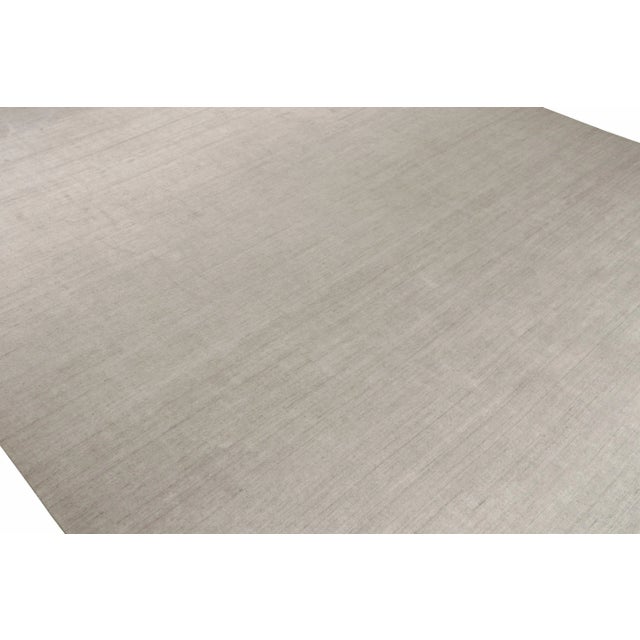 Contemporary 2010s Rug & Kilim’s Plain Modern Rug in Solid Silver-Gray Tone-on-Tone - 12x18 For Sale - Image 3 of 6