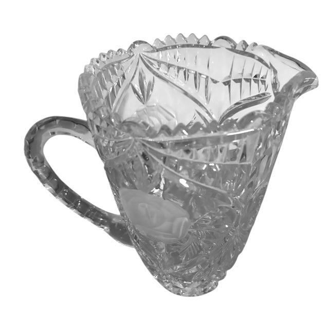 Transparent Vintage Attributed to Mikasa Crystal Frosted Rose Water Pitcher For Sale - Image 8 of 9
