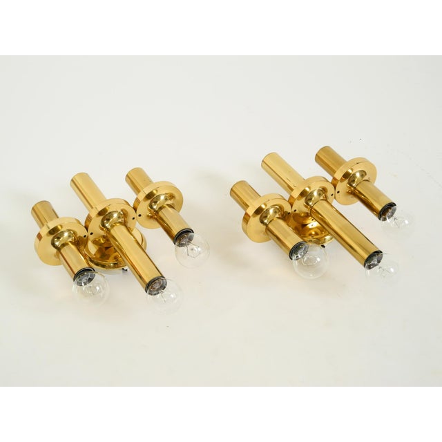 Three-Arm Brass Wall Lamps, 1960s, Set of 2 For Sale - Image 11 of 18