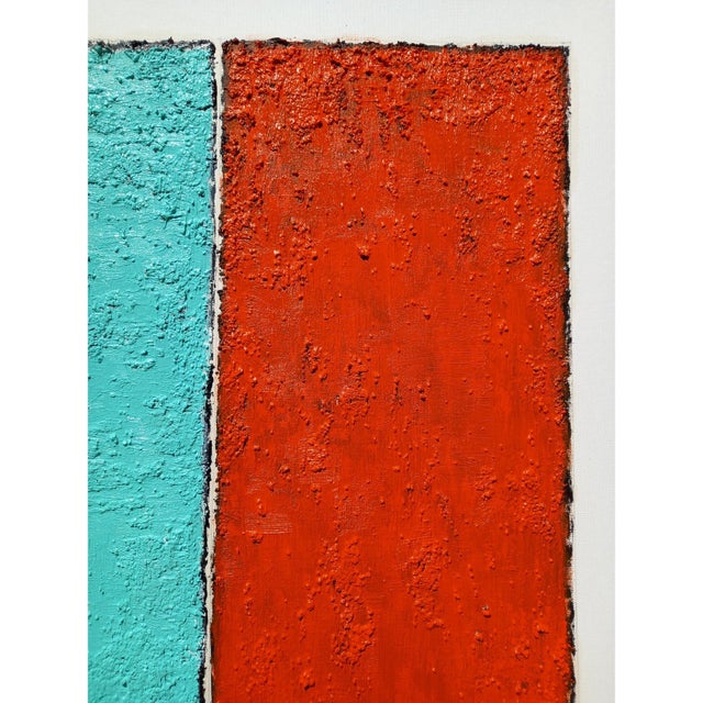 2020s Fashion Inspired 'Blue and Orange' #1 Highly Textured Abstract Oil Painting For Sale - Image 5 of 10