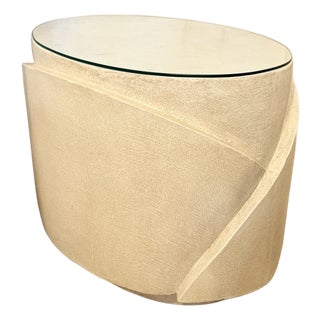 Faux Stone Oval Plaster Side Table From 80's For Sale
