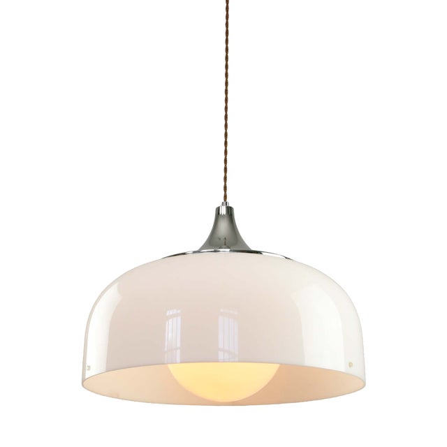 Large Space Age Pendant Light in White from Guzzini, 1970s For Sale