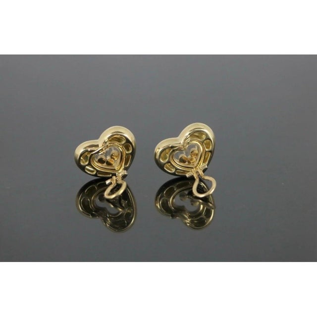 2020s Chopard Happy Floating Diamonds Heart Clip on 18 Karat Yellow Gold Earrings For Sale - Image 5 of 8