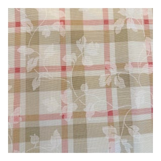 Vintage P Kaufmann Foliage Scroll Windowpane Plaid Cotton Fabric, 2 Pieces 7 Yards For Sale