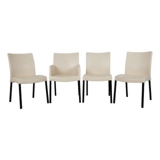 Times Chairs in Cream Leather from Wittmann, Set of 4 For Sale