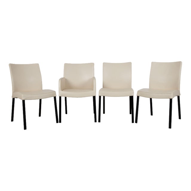 Times Chairs in Cream Leather from Wittmann, Set of 4 For Sale