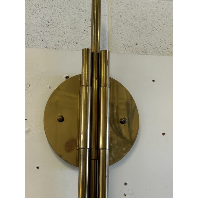 1960s Large Brass and Glass Wall Light, 1960s For Sale - Image 5 of 8