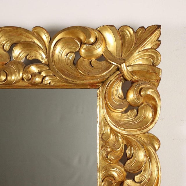 Baroque Mirror in Carved Wood with Leaf Motifs For Sale - Image 5 of 9