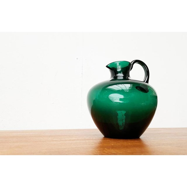 Art Deco German Green Glass Jug by Prof. Bruno Mauder for Zwiesel Theresienthal, 1930s For Sale - Image 12 of 15